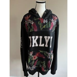 Vintage Mecca USA BKLYN black and floral hoodie for women. Size L.